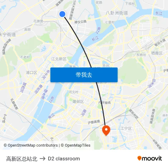 高新区总站北 to D2 classroom map