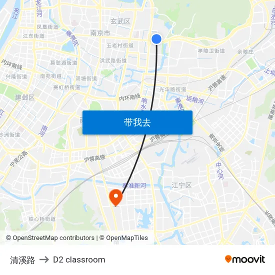 清溪路 to D2 classroom map