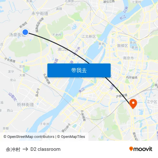 余冲村 to D2 classroom map