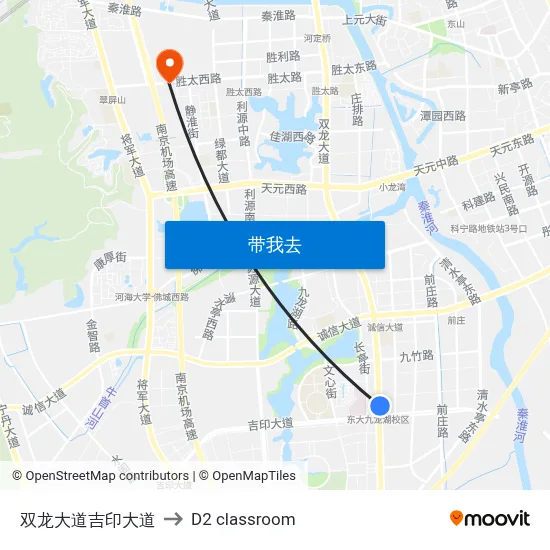 双龙大道吉印大道 to D2 classroom map