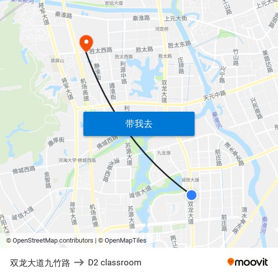 双龙大道九竹路 to D2 classroom map