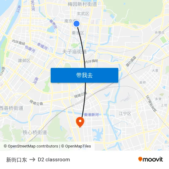 新街口东 to D2 classroom map