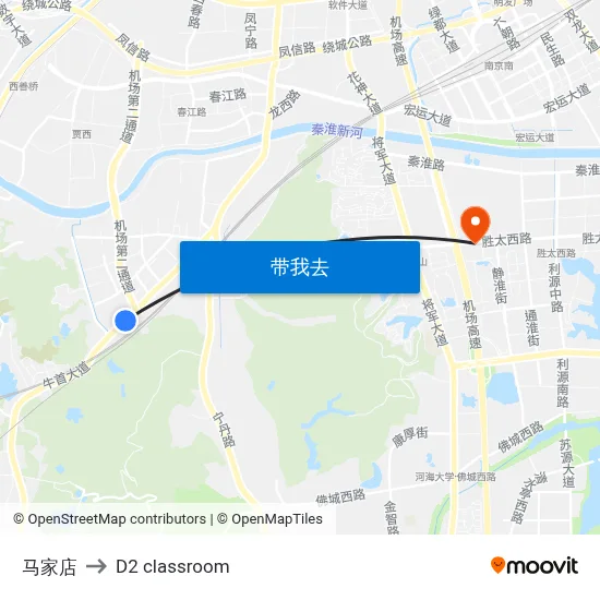 马家店 to D2 classroom map