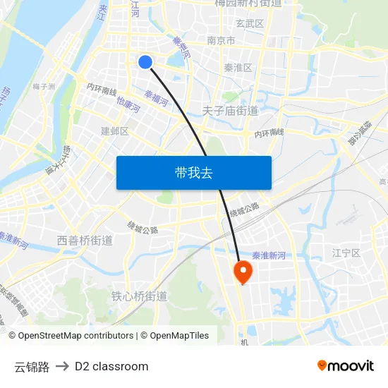云锦路 to D2 classroom map