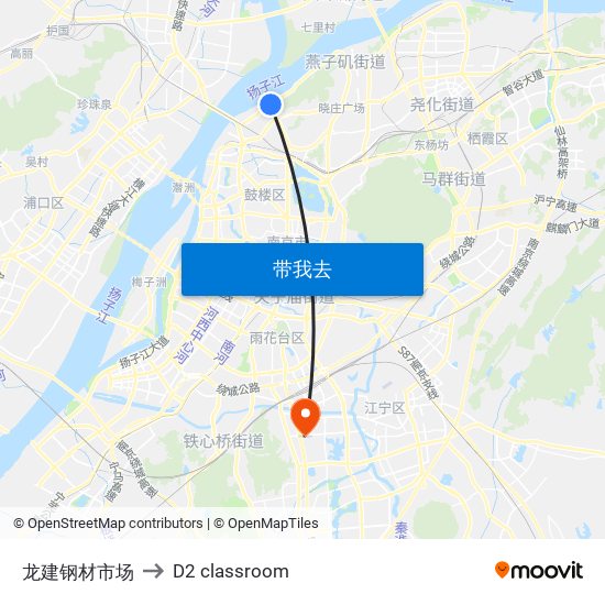 龙建钢材市场 to D2 classroom map