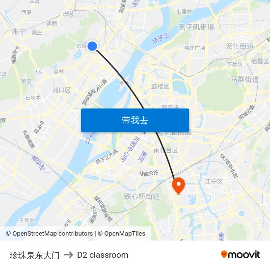 珍珠泉东大门 to D2 classroom map