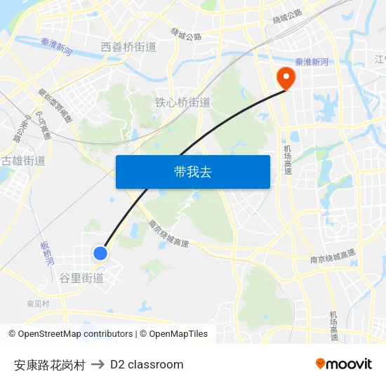 安康路花岗村 to D2 classroom map