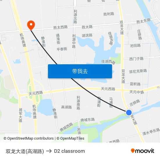 双龙大道(高湖路) to D2 classroom map