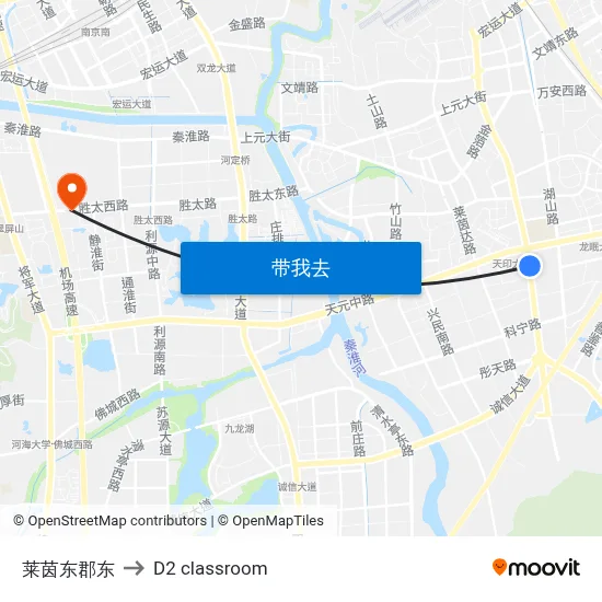 莱茵东郡东 to D2 classroom map