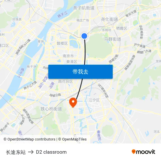 长途东站 to D2 classroom map