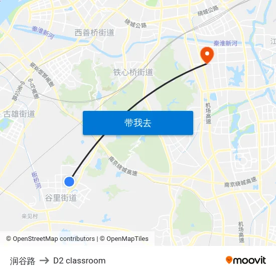 润谷路 to D2 classroom map