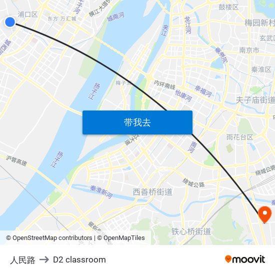 人民路 to D2 classroom map