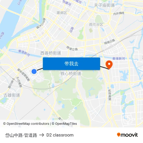 岱山中路·管道路 to D2 classroom map