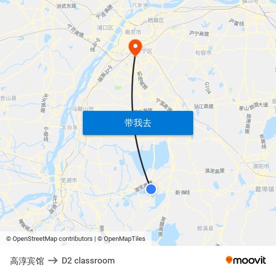 高淳宾馆 to D2 classroom map