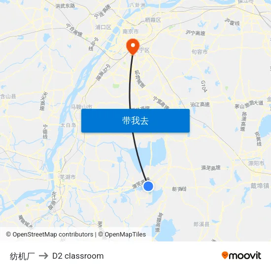 纺机厂 to D2 classroom map