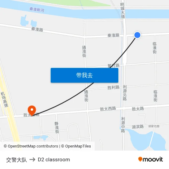 交警大队 to D2 classroom map