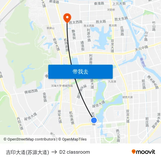 吉印大道(苏源大道) to D2 classroom map