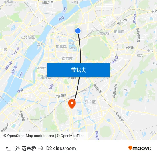 红山路·迈皋桥 to D2 classroom map