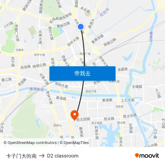 卡子门大街南 to D2 classroom map