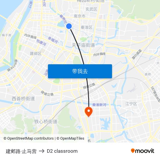 建邺路·止马营 to D2 classroom map