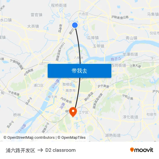 浦六路开发区 to D2 classroom map