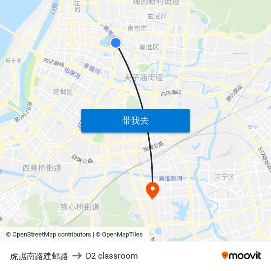 虎踞南路建邺路 to D2 classroom map