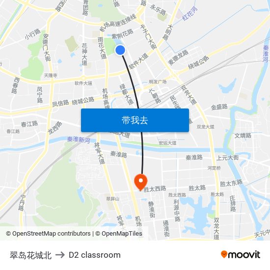 翠岛花城北 to D2 classroom map