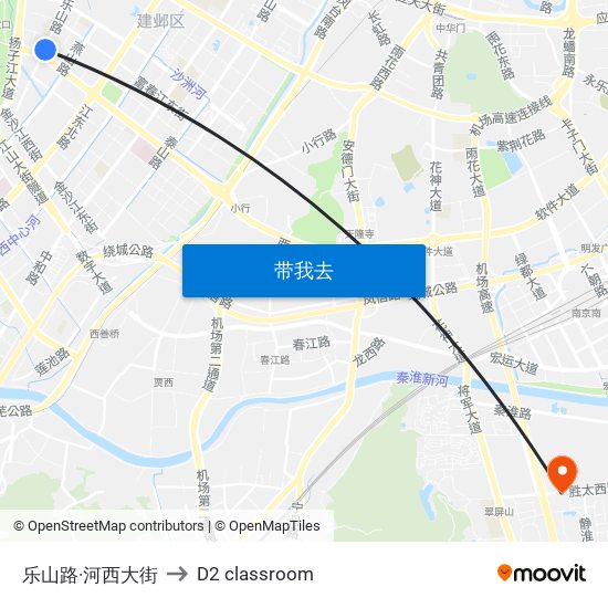 乐山路·河西大街 to D2 classroom map