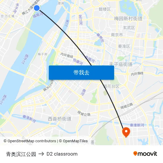 青奥滨江公园 to D2 classroom map