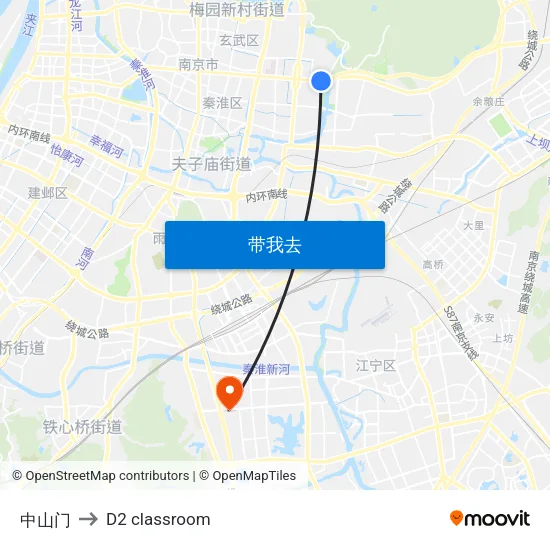 中山门 to D2 classroom map