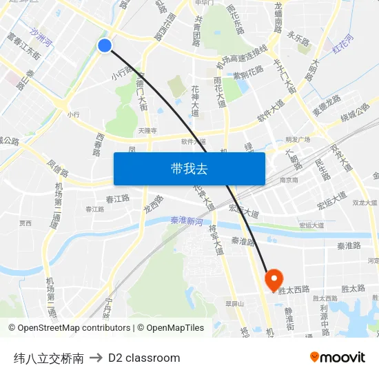 纬八立交桥南 to D2 classroom map