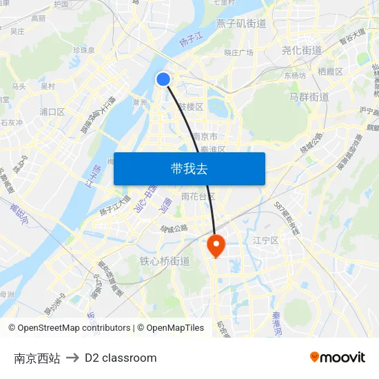 南京西站 to D2 classroom map