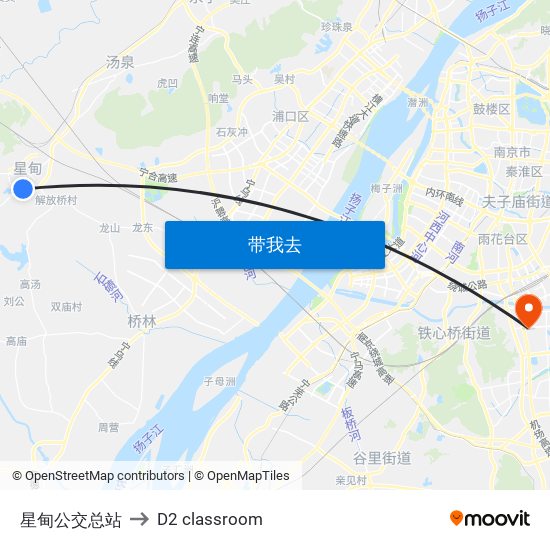 星甸公交总站 to D2 classroom map