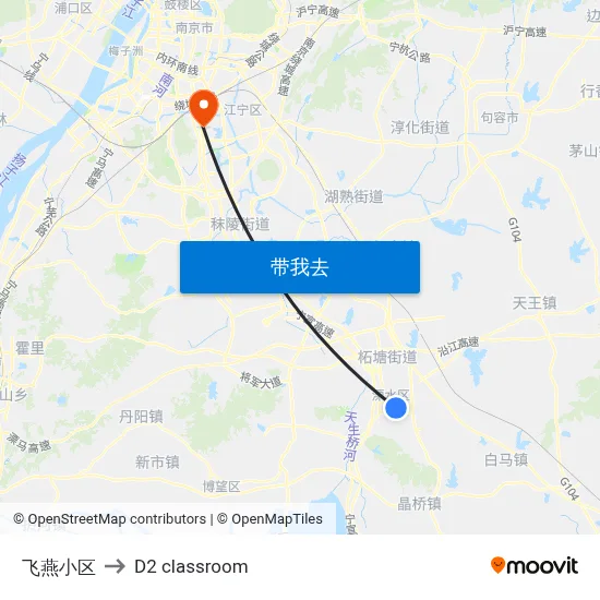 飞燕小区 to D2 classroom map