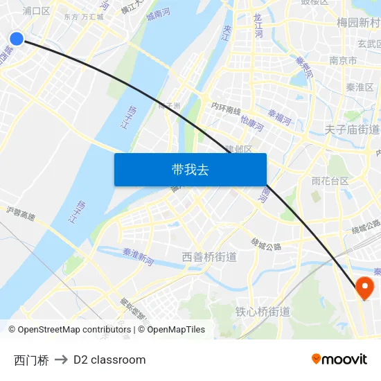 西门桥 to D2 classroom map
