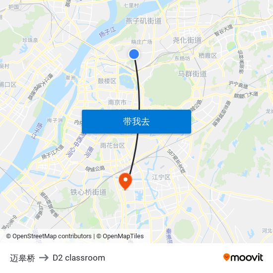 迈皋桥 to D2 classroom map