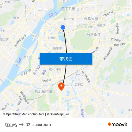 红山站 to D2 classroom map