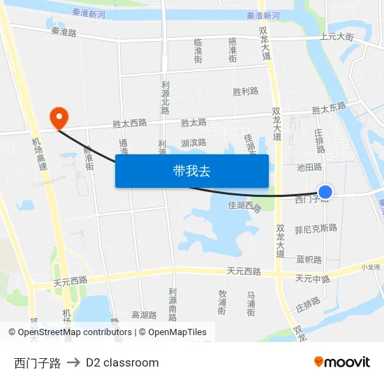 西门子路 to D2 classroom map