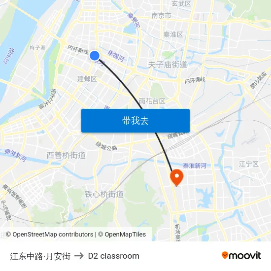 江东中路·月安街 to D2 classroom map