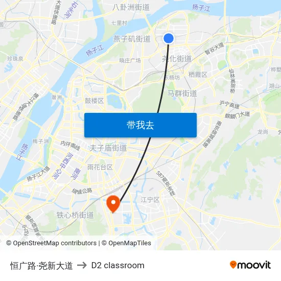 恒广路·尧新大道 to D2 classroom map