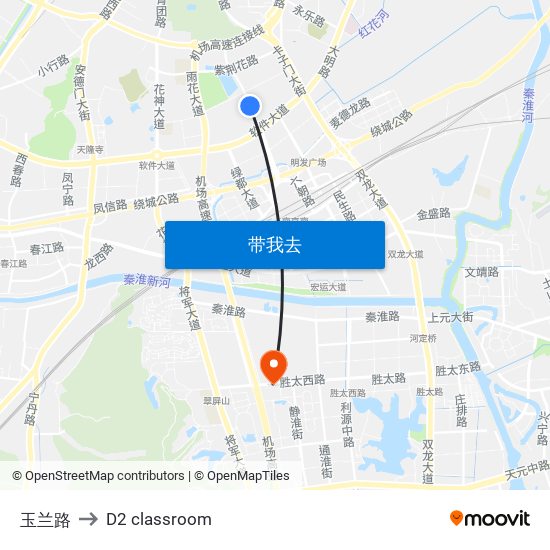 玉兰路 to D2 classroom map