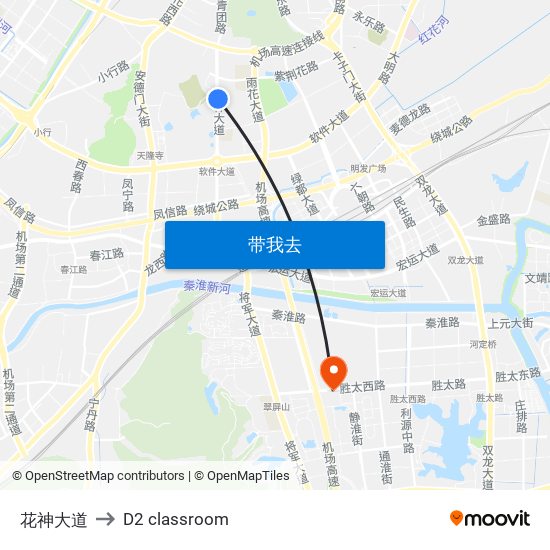 花神大道 to D2 classroom map