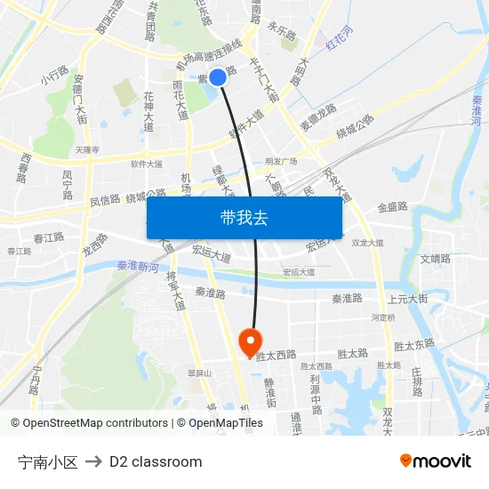 宁南小区 to D2 classroom map