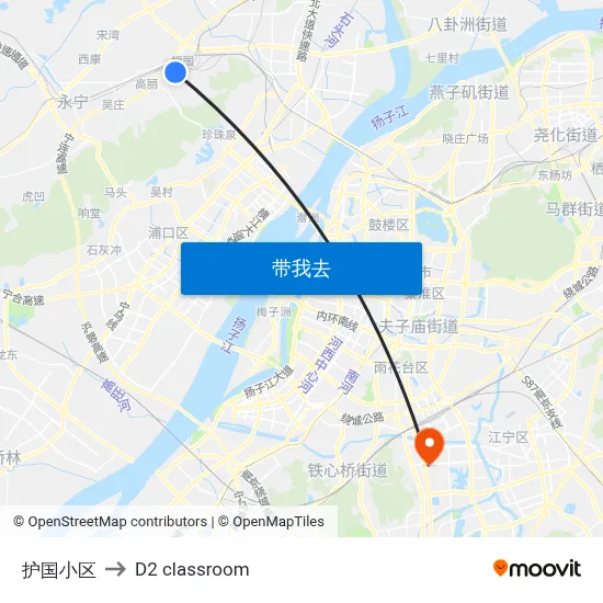 护国小区 to D2 classroom map
