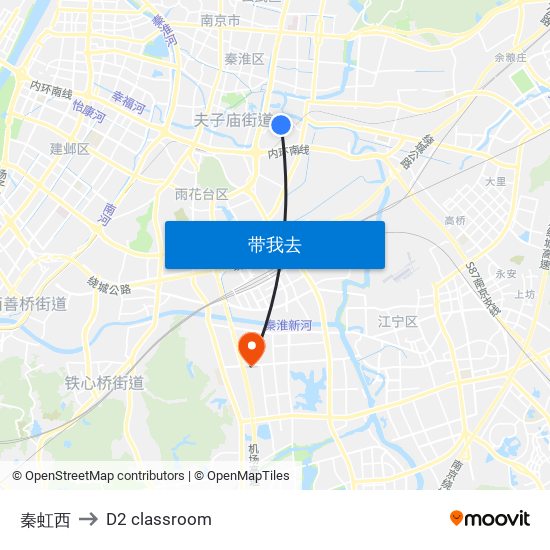 秦虹西 to D2 classroom map
