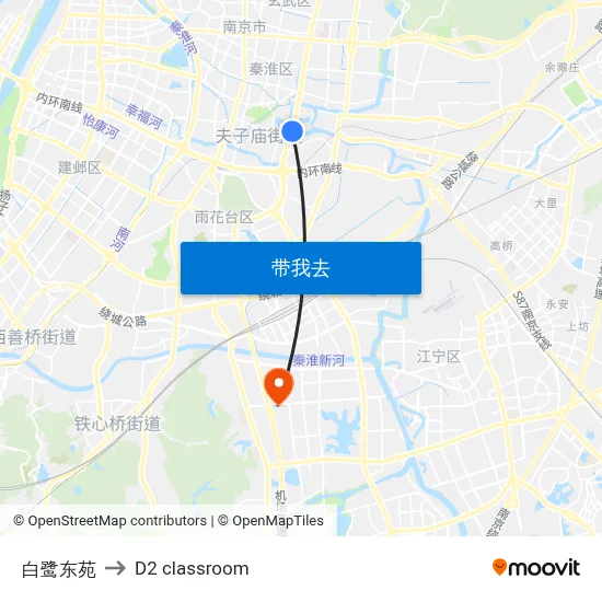 白鹭东苑 to D2 classroom map