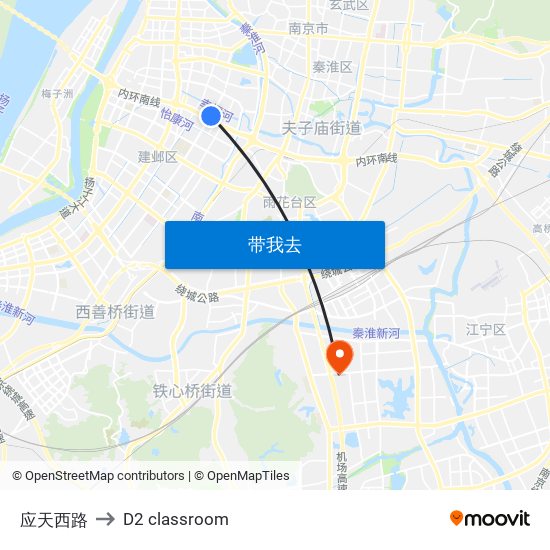 应天西路 to D2 classroom map