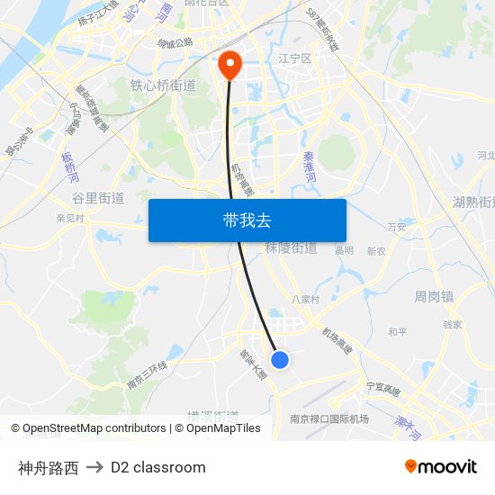 神舟路西 to D2 classroom map