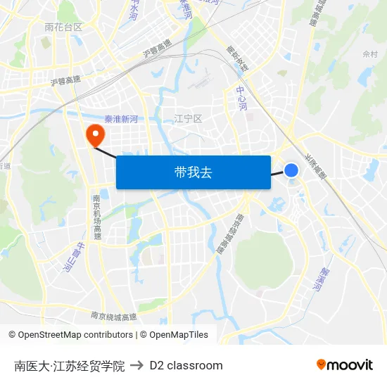 南医大·江苏经贸学院 to D2 classroom map