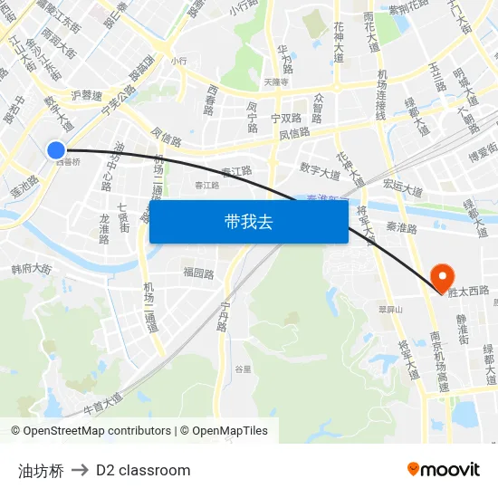 油坊桥 to D2 classroom map